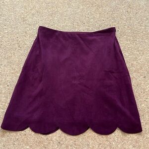 ✨ Nordstrom Aqua Deep Purple Faux Suede Scallop Hem Mini Skirt — Size S EUC ✨